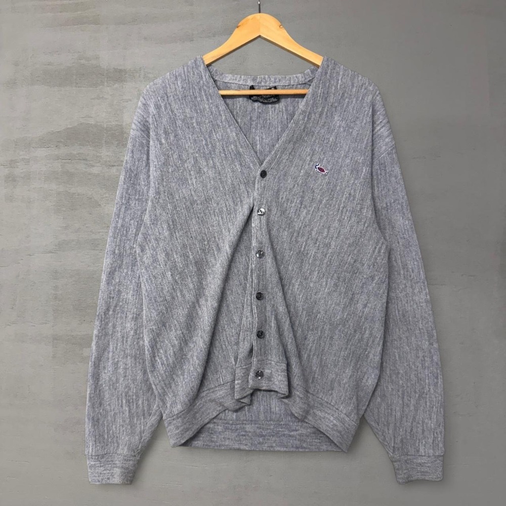 Vintage Challenger Cardigan Sweater Gray Vintage Orlon Button Front XL